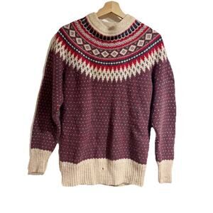 Vintage Woolrch 100% Wool Nordic Sweater Men Medium Ranch Cabin Boho Academia